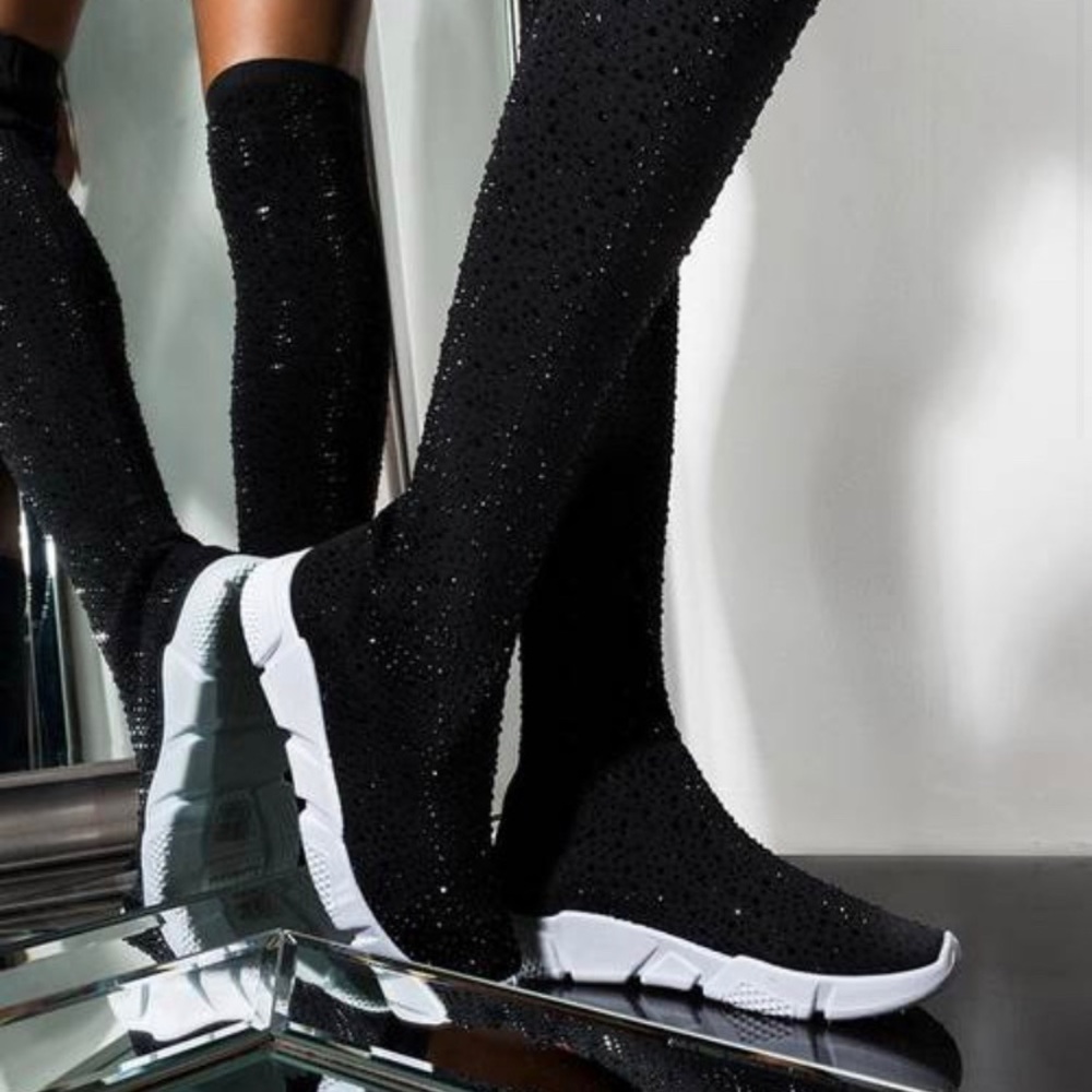 Over the knee rhinestone sneakers